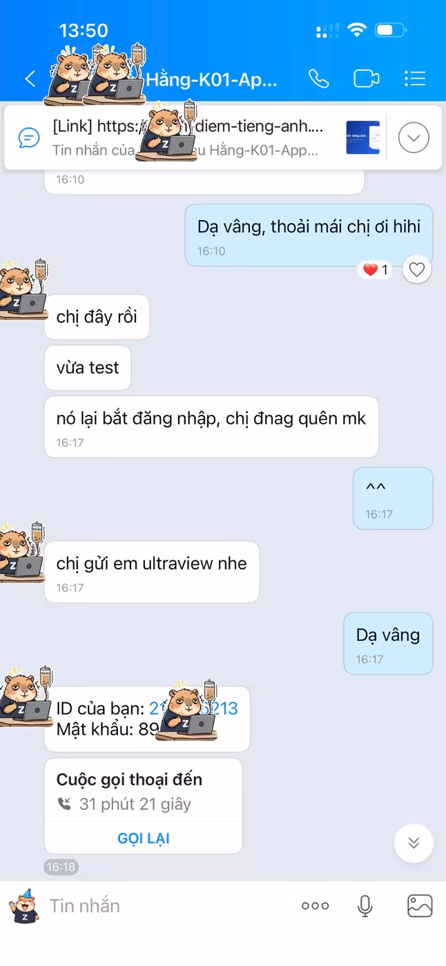 Cuộc gọi hỗ trợ 31 phút